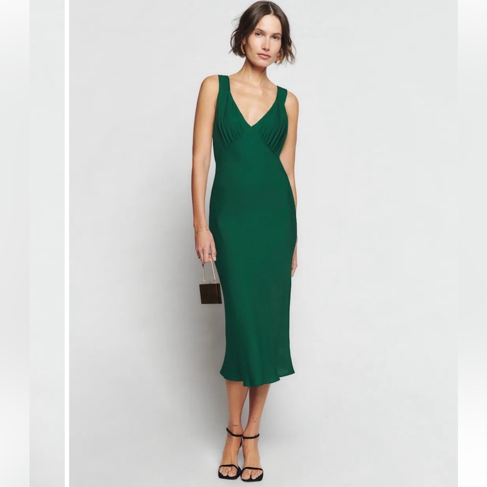 Reformation Green Beauden Dress